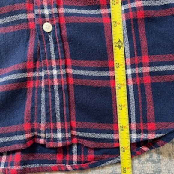 🧡3/15 TOPMAN Red Blue Plaid Cotton Shirt Men's S - Picture 7 of 13